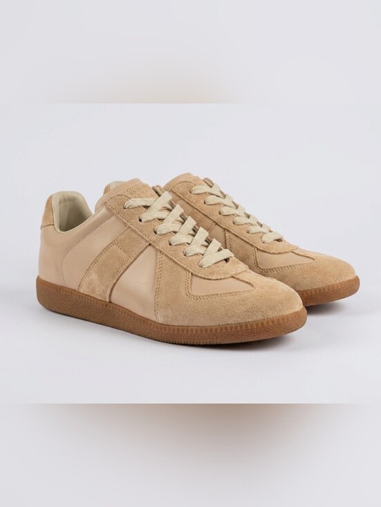 Maison Martin Margiela Other - Maison Martin Margiela Replica Sneakers Men's 10.5 Beige Leather Suede Gum Sole